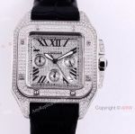 Knockoff Iced Out Cartier Santos Chronograph Watch 45mm